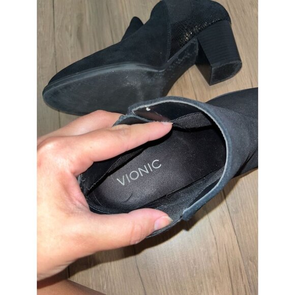 Vionic Black Anne Ortho Snake Print Leather/Suede Ankle Boots Size 9 - Picture 8 of 9